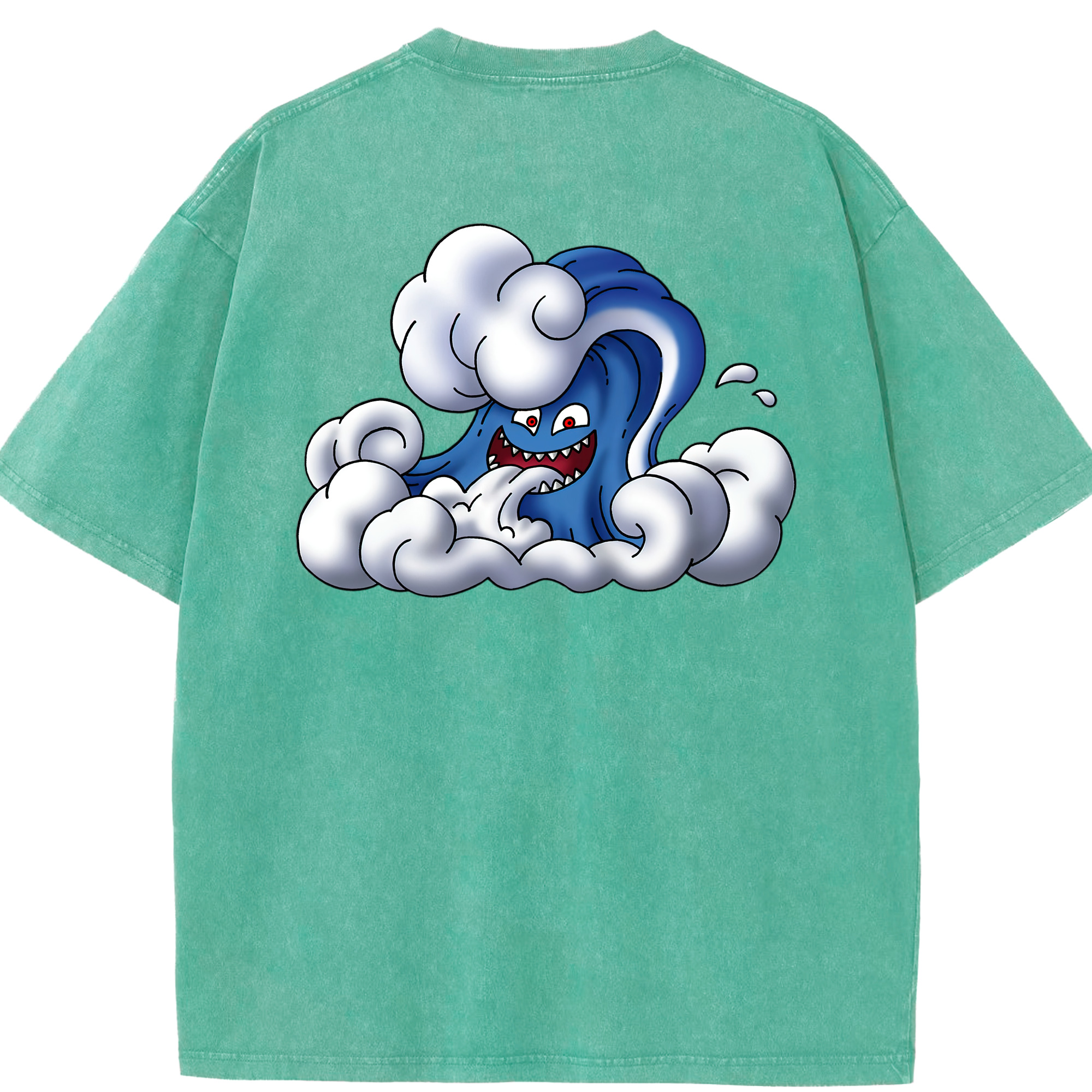 （画像用） ドラゴンクエスト Doragon Kuesuto Dragon Quest 綿100% ヴィンテージ風 半袖Tシャツ（背面プリント）